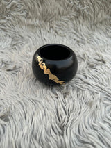 Handcrafted Black Jesmonite Bowl with Luxe Gold Leaf Accents