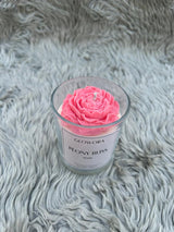 GlowOra Peony Bliss Rose Glass Jar Candle – Handcrafted Soy Wax Flower Candle | Luxury Aromatherapy Rose Scent | Home Décor & Gift Candle