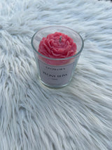 GlowOra Peony Bliss Rose Glass Jar Candle – Handcrafted Soy Wax Flower Candle | Luxury Aromatherapy Rose Scent | Home Décor & Gift Candle