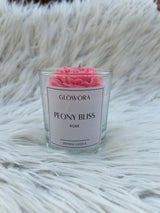 GlowOra Peony Bliss Rose Glass Jar Candle – Handcrafted Soy Wax Flower Candle | Luxury Aromatherapy Rose Scent | Home Décor & Gift Candle