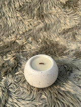 Glowora Handmade Jesmonite Speckled Candle with Wooden Wick – Luxury Mini Scented Candle in Reusable Decor Pot