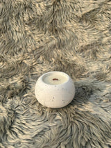 Glowora Handmade Jesmonite Speckled Candle with Wooden Wick – Luxury Mini Scented Candle in Reusable Decor Pot