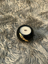 Glowora Luxe Black Jesmonite Candle with Gold Leaf – Handcrafted Scented Candle in Decorative Bowl