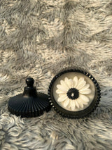 Glowora Handmade Jesmonite Black Ribbed Scented Candle – Luxury Cotton Wick Candle in Reusable Decorative Jar