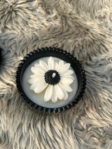 Glowora Handmade Jesmonite Black Ribbed Scented Candle – Luxury Cotton Wick Candle in Reusable Decorative Jar