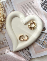 Handmade Jesmonite Heart Tray – Luxury Decorative Trinket Dish for Jewelry, Rings & Home Decor