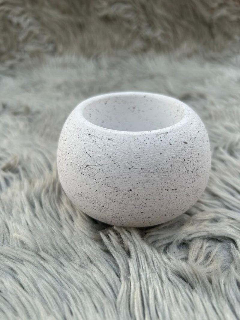 Handmade Jesmonite Speckled Round Pot – Minimalist Decorative Holder for Candles, Plants, Jewelry & Home Decor