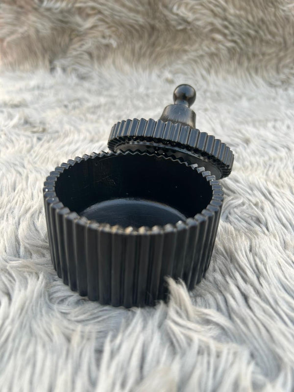 Handmade Jesmonite Black Ribbed Jar with Lid – Luxury Storage Container for Jewelry, Candles, Trinkets & Home Decor