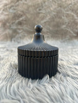 Handmade Jesmonite Black Ribbed Jar with Lid – Luxury Storage Container for Jewelry, Candles, Trinkets & Home Decor