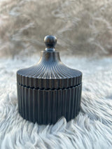 Handmade Jesmonite Black Ribbed Jar with Lid – Luxury Storage Container for Jewelry, Candles, Trinkets & Home Decor