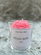 GlowOra Peony Bliss Rose Glass Jar Candle – Handcrafted Soy Wax Flower Candle | Luxury Aromatherapy Rose Scent | Home Décor & Gift Candle