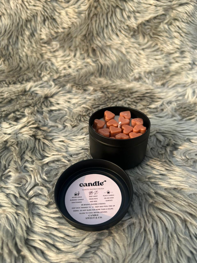 GlowOra Aroma Hearts Scented Jar Candle – Handcrafted Soy Wax Heart Melts | Luxury Matte Black Candle for Home Décor & Gifting