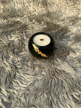 Glowora Luxe Black Jesmonite Candle with Gold Leaf – Handcrafted Scented Candle in Decorative Bowl