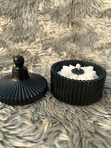 Glowora Handmade Jesmonite Black Ribbed Scented Candle – Luxury Cotton Wick Candle in Reusable Decorative Jar