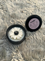 Glowora Handmade Jesmonite Black Ribbed Scented Candle – Luxury Cotton Wick Candle in Reusable Decorative Jar