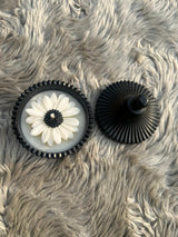 Glowora Handmade Jesmonite Black Ribbed Scented Candle – Luxury Cotton Wick Candle in Reusable Decorative Jar