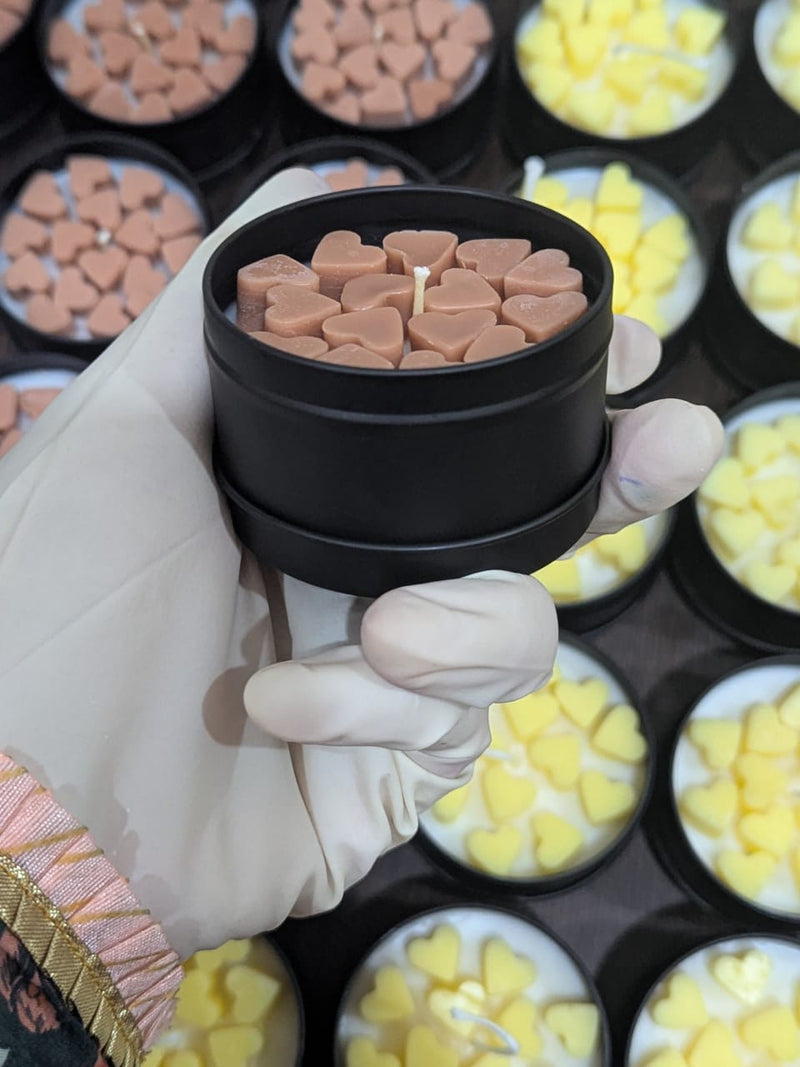 GlowOra Aroma Hearts Scented Jar Candle – Handcrafted Soy Wax Heart Melts | Luxury Matte Black Candle for Home Décor & Gifting