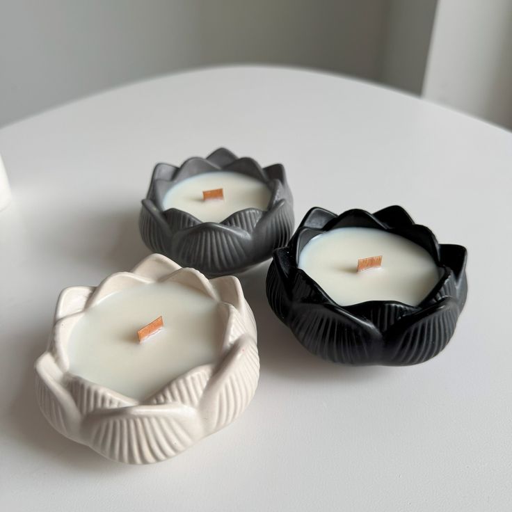 Glowora Lotus Bloom Jesmonite Candle – Handcrafted Lotus Jar with Wooden Wick | Premium Scented Candle for Home Decor, Gifting & Relaxation